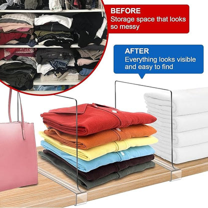 Acrylic Shelf Dividers for Closet Organization 18PCS Closet Shelf Divider Closet Dividers for Shelves Shelf Organizer for Closet Shelf Organizer for Wood Closet Separator Clear
