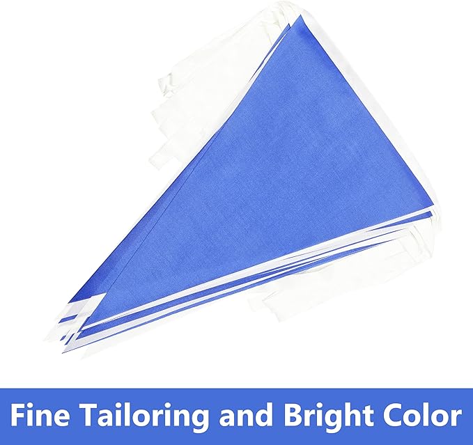 100 Ft White Dark Blue Pennant Banner Flag, 60 Pcs String Hanging DIY Bunting Flags for Party, School, Wedding, Carnival, Celebrations, Outdoor and Indoor Decorations (White Dark Blue)