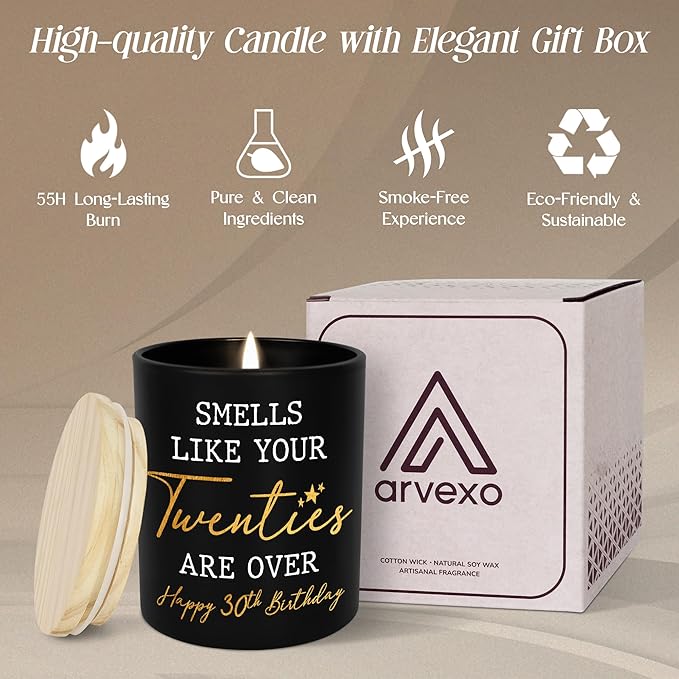 Christmas 30th Birthday Gifts for Men Women - Vanilla Lavender Candle 10oz - 1995 30th Birthday Decorations for Him Her, 30 Year Old Bday Gifts for Daughter Sister Wife Husband, 30 Candles
