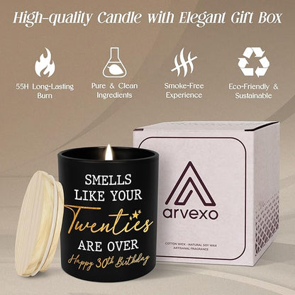 Christmas 30th Birthday Gifts for Men Women - Vanilla Lavender Candle 10oz - 1995 30th Birthday Decorations for Him Her, 30 Year Old Bday Gifts for Daughter Sister Wife Husband, 30 Candles