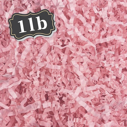 ZEBMOON 1 LB Pink Crinkle Cut Paper Shred Filler Great for Gift Wrapping, Basket Filling, Birthday, Wedding, Halloween, Thanksgiving, Valentine's Day, New Year Party Decorations Filling Supplies A