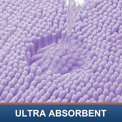 Smiry Luxury Chenille Bathroom Rugs 40x32, Extra Soft and Absorbent Shaggy Bath Mat, Machine Washable, Non-Slip Plush Carpet Runner for Tub, Shower, and Floor, Home Decor Accessories, Purple