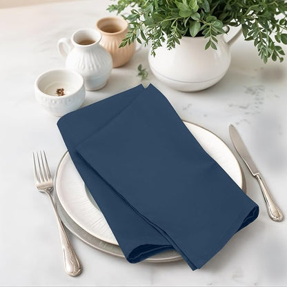 Zoyer Cloth Napkins Set of 12, 18x18 Inches Cotton Enrich Napkins Cloth ‎Washable, Soft & Durable Dinner Napkins for Parties, Wedding, Christmas, ‎Thanksgiving & Everyday Use - Navy Blue