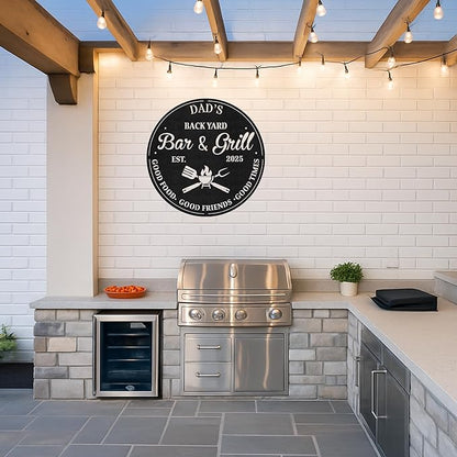 Custom BBQ Ranch Metal Sign, Personalized Grill Name Cut Wall Decor for Farmhouse Patio, Rustic Outdoor Barbecue Gift