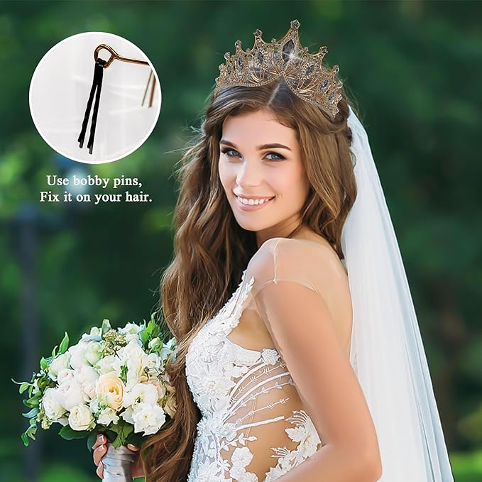 TAROSE Silver Tiaras for Women and Girls, Crystal Gold Crowns for Women, Hair Accessories for Bride/Halloween/Prom/Birthday