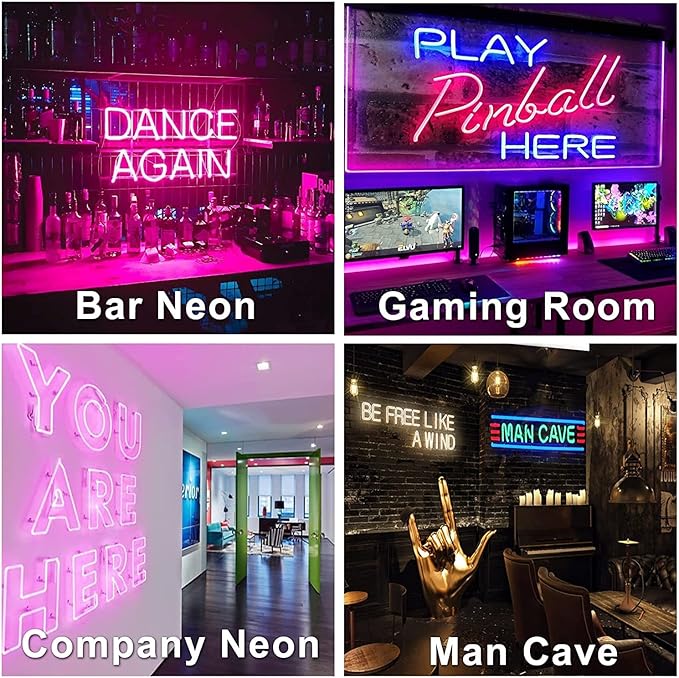 Custom Neon Name Sign for Wall - Personalized Led Letters Bar Wedding Lights Signs for Girls Bedroom Wall Decor - Battery Customized Light Up Letter Business Logo Mirror Sign Kids Room Halloween Gifts