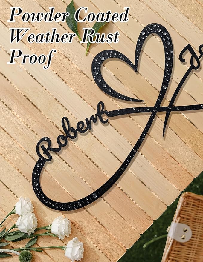 Personalized Metal Sign With Couples Name and Date: Wedding Gifts for Couples - Anniversary Valentines Day Gifts for her him Bridal Shower - Infinity Heart Wall Decor Style1