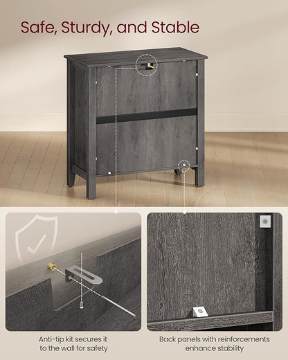 VASAGLE LIRY Collection - Buffet Cabinet, Coffee Bar Cabinet with a Drawer, Adjustable Shelf, Sideboard Storage with Cable Hole, Drawer Divider, Misty Gray UBBK341GW01S