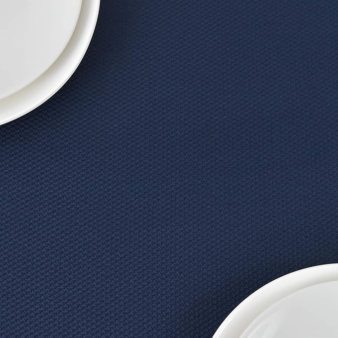 maxmill Jacquard Square Tablecloth Waterproof Spillproof Wrinkle Resistant Soft Textured Table Cloth for Dinner and Party Washable Polyester Fabric, Indoor and Outdoor Use, 60 x 60 Inch, Navy Blue