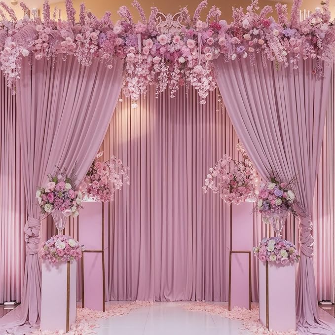 10x10 Dusty Pink Backdrop Curtain for Parties Wedding Wrinkle Free Pink Photo Curtains Backdrop Drapes Fabric Decoration for Birthday Party Baby Shower 5ft x 10ft,2 Panels
