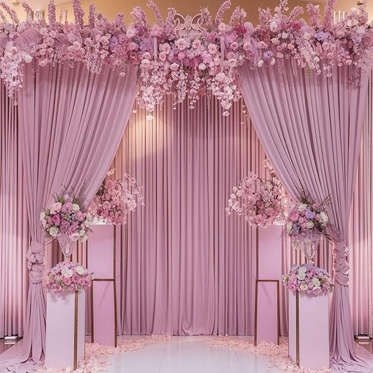 10x10 Dusty Pink Backdrop Curtain for Parties Wedding Wrinkle Free Pink Photo Curtains Backdrop Drapes Fabric Decoration for Birthday Party Baby Shower 5ft x 10ft,2 Panels