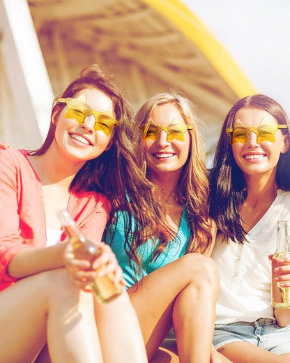 PLULON Star Sunglasses for Women Girls, Color Rimless Star Shaped Sunglasses Bulk for Adults Beach Birthday Swim Pool