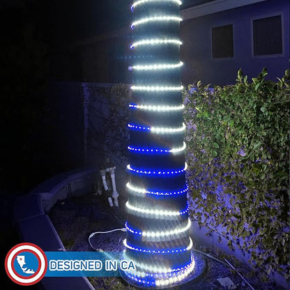 Russell Decor 30FT 324 LED Rope Lights Indoor Outdoor Lighting for Christmas Snow Theme Decoration for Party Trees Patio Deck Flexible String Lights (White Blue)