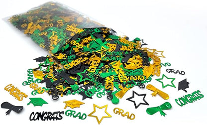 Katchon, Congrats Grad Confetti 2025 - Pack Of 1000 | Green And Gold Graduation Decorations 2025 | Graduation Confetti | Grad Table Decorations 2025