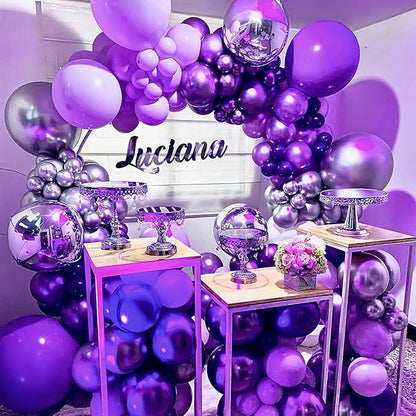PartyWoo Metallic Purple Balloons 4pcs 36 Inch Chrome Purple Latex Helium Balloons for Mardi Gras Graduation Wedding Bachelorette Baby Shower Anniversary Birthday Party Decorations Purple-G105