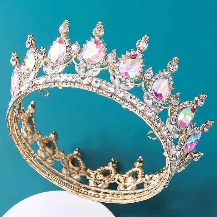 FORSEVEN Queen Crown Rhinestone Wedding Crowns and Tiaras for Women Costume Party Hair Accessories Princess Birthday Crown Crystal Bridal Crown Christmas Decorations Headband