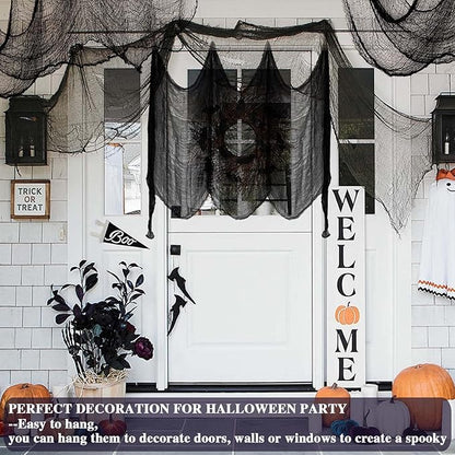 ZeeDix 6 Pack Black Halloween Creepy Cloth 30X75 Inch - Halloween Cheesecloth Decoration Spooky Scary Gauze Black Cheese Cloth for Party Supplies Outdoor Yard Home Wall Doorway