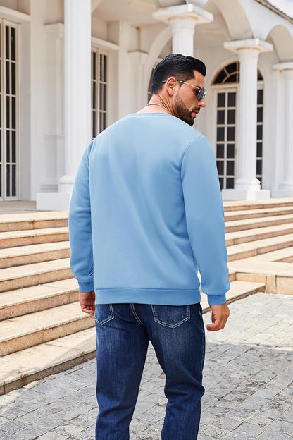 Boladeci Men's Full Sherpa Lined Crewneck Sweatshirts Heavy-weight Fleece Pullover Thick Thermal Long Sleeve Cotton
