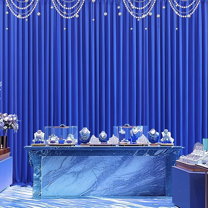 Royal Blue Backdrop Curtain for Parties Wrinkle Free Blue Photo Curtains Backdrop Drapes Fabric Decoration for Wedding Birthday Party Baby Shower 5ft x 8ft,2 Panels