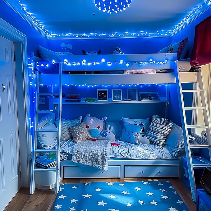 JMEXSUSS 600 Blue LED Christmas Lights Outdoor Waterproof 168ft Blue String Tree Lights Indoor Plug in 8 Modes for Bedroom Fireplace Halloween Party Xmas Christmas Decorations