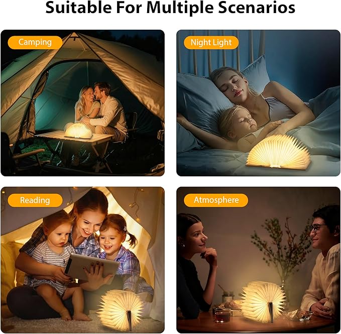 Magic Truth Book Light - Rechargeable LED Book Lamp for Home Decor, Ideal Christmas & Bookworm Gifts with Gold Foil Embossed Cover, Warm White Light for Entertainment & Relaxation (Black)
