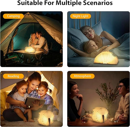 Magic Truth Book Light - Rechargeable LED Book Lamp for Home Decor, Ideal Christmas & Bookworm Gifts with Gold Foil Embossed Cover, Warm White Light for Entertainment & Relaxation (Black)