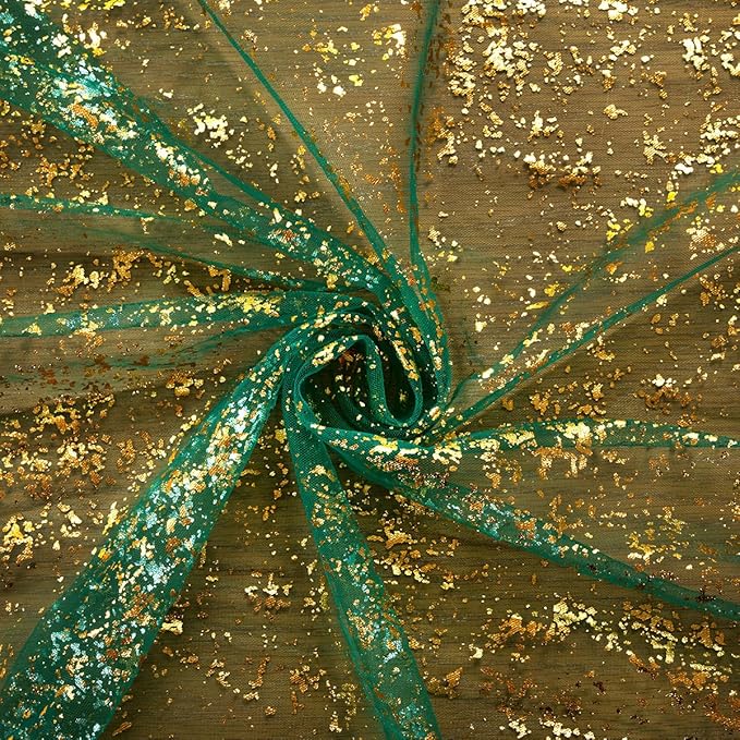 Green Gold Table Runner Sheer Gauze Cheesecloth Runner 120 Inch Glitter Wedding Anniversary Party Decor for Dining Table Home Celebration
