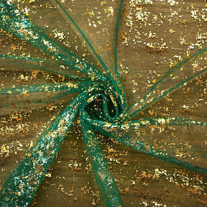 Green Gold Table Runner Sheer Gauze Cheesecloth Runner 120 Inch Glitter Wedding Anniversary Party Decor for Dining Table Home Celebration