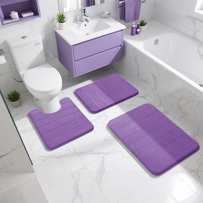 Yimobra Memory Foam Bath Mat, Super Soft Absorbent Bathroom Rug Non Slip 31.5x20 Inch, Quick Dry, Machine Washable Floor Carpet for Tub Shower, Home Decor Accessories, Lavender