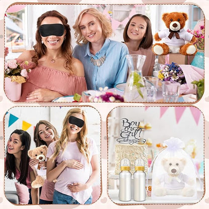 Soulchen 6 Set Bear Blindfolded Diaper Changing Baby Shower Games 14 Inch Bear Plushes with Dolls Diapers Bottles Shirts for Gender Reveal Bridal Shower Game Prize Gift Guest Adult(Khaki,Brown,Beige)