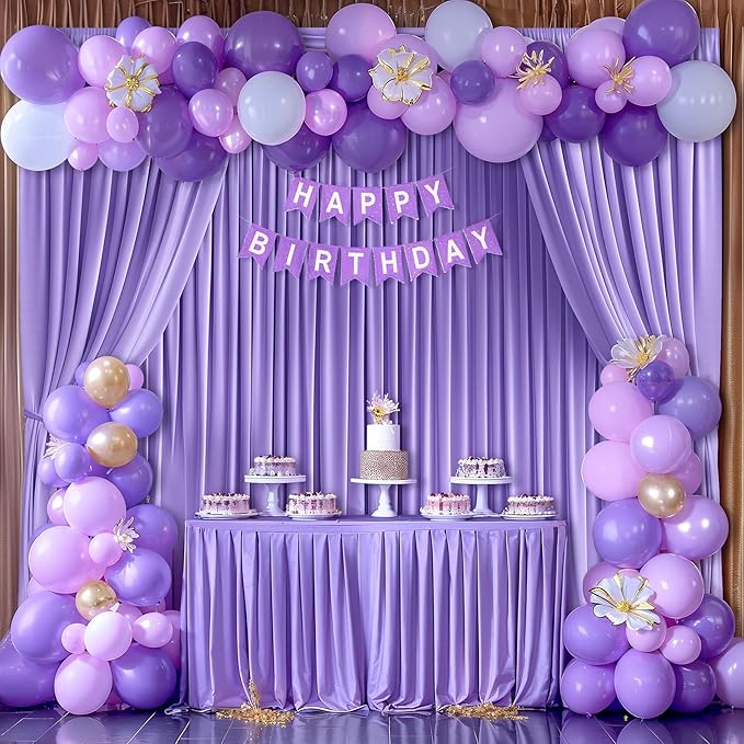 8 x 10ft Lavender Backdrop Curtains Photo Backdrop Drapes Wrinkle-Free Polyester Curtain Backdrop for Girls Birthday Party Photoshoot Backdrop Wedding Baby Shower Graduation Celebrations Decor