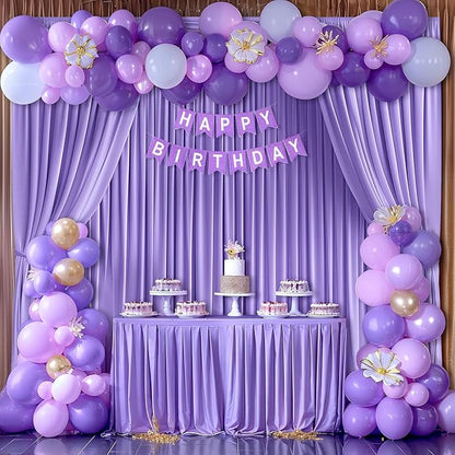 8 x 10ft Lavender Backdrop Curtains Photo Backdrop Drapes Wrinkle-Free Polyester Curtain Backdrop for Girls Birthday Party Photoshoot Backdrop Wedding Baby Shower Graduation Celebrations Decor