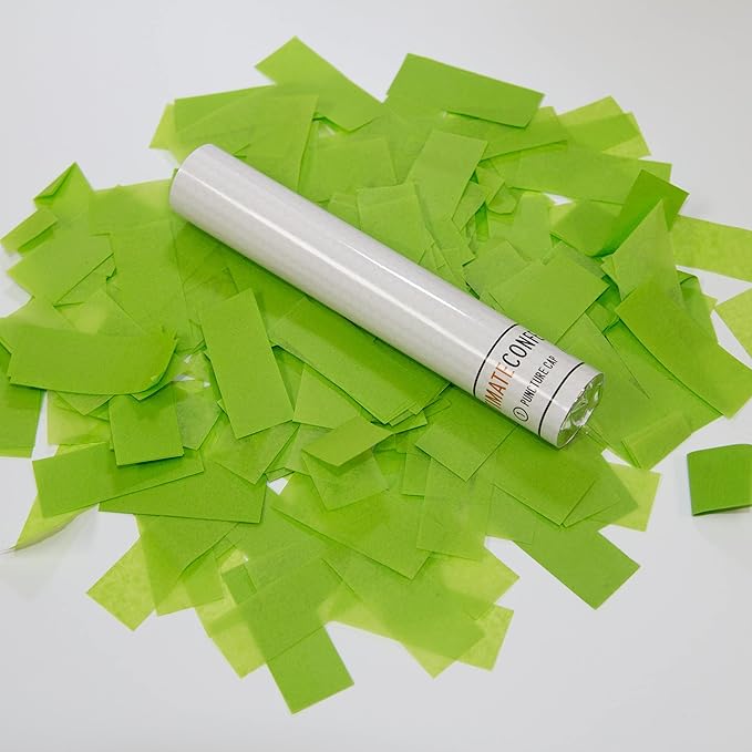 Ultimate Confetti Flick Stick Launchers - Handheld 6" Confetti-Launcher Wand, Flick to Launch Biodegradable Tissue Confetti (Green, 8 Confeti Launcher Tubes, 2 Handful of Confettis per Wand, 1.5oz)