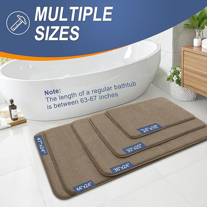 OLANLY Thick Memory Foam Bath Mat Rug 24x16, Extra Soft Absorbent Bathroom Rug, Quick Dry Bath Mats, Non-Slip, Machine Washable Carpet for Bathroom, Tub and Shower, Home Decor Accessories, Tan