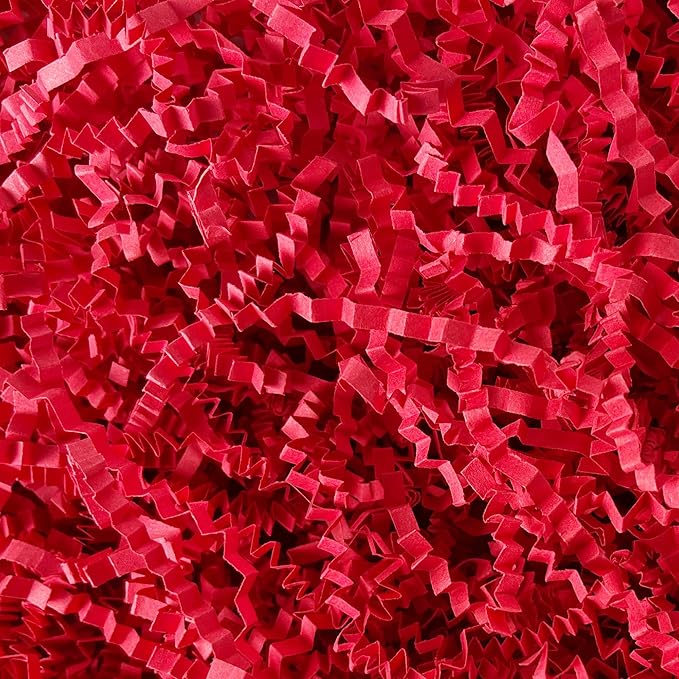 Red Crinkle Paper Filler 2 LB Shredded Confetti for Gift Basket Stuffing Easter Egg Grass