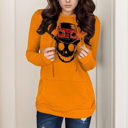 Halloween Sweatshirts For Women Long Sleeve Spooky Graphic Sweatshirts Pumpkin Pullover Halloween Party Club Wear