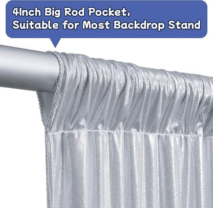 leegleri 10x10ft Thick Silver Glitter Backdrop Curtain Panels for Parties, Wrinkle Free Sequin Sparking Photo Backdrop Drapes, 2 Panels 5x10ft Shimmer Back Drop Cloth for Wedding Birthday Photography