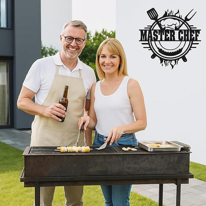 Custom BBQ Grill Metal Wall Decor, Personalized Name Cut Sign for Outdoor Kitchen, Rustic Backyard Patio Barbecue Gift