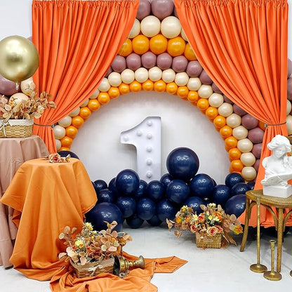 Hiasan Orange Backdrop Curtains for Parties, Polyester Photography Backdrop Drapes for Family Gatherings, Wedding Decorations, 5ftx10ft, Set of 2 Panels