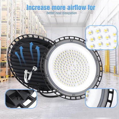 20 Pack 200W UFO Led High Bay Light Fixture,120VAC,30800LM,5000K Daylight Commercial Shop Bay Lighting,[850W MH/HPS Equiv.] US Plug Area Lighting for Warehouse/Barn/Gym/Factory/Workshop