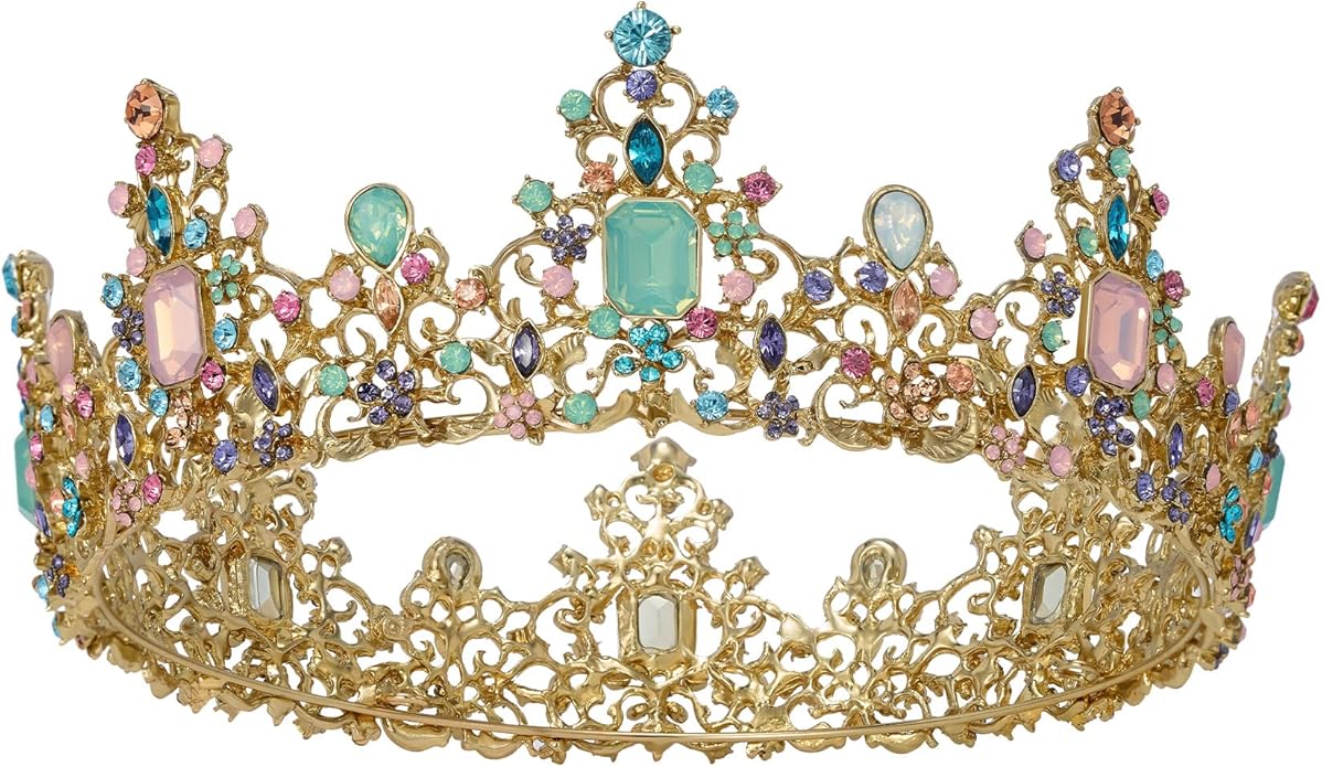SWEETV Queen Crown for Women - Baroque Wedding Tiaras and Crowns,Jeweled Tiara Crown,Prom Birthday Halloween Hair Accessories