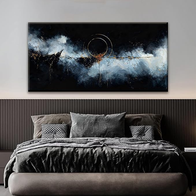 Large Abstract Wall Art For Living Room Modern Abstract Wall Decor Painting Maximalist Gold Circle Canvas Wall Art Decor Prints Artwork Bedroom Hotel Office Home Wall Artwork 29" × 58"