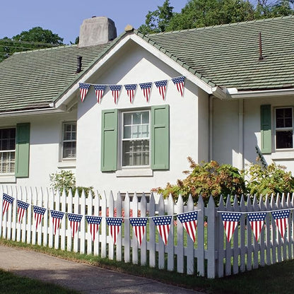 100FT 4th of July Decorations, 60Pcs Pennant Fourth of July Banner, 7.8 x 11.8 Inches Fourth of July American Flags for Outside 4th of July Accessories Independence Day Patriotic Party Parade Decor