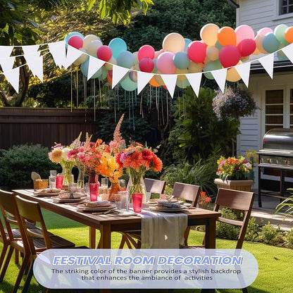 100 Feet Pennant Banners Flags 75 Solid String Triangle Flags for Grand Opening, Carnival Theme Birthday Party Decoration Outdoor Events Classroom Decoration(White)