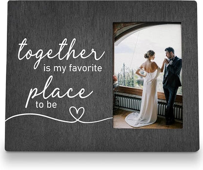 Engagement Picture Frame 8x10, Wedding Picture Frame, Engagement Gifts for Couple, Engaged Gift for Newly, Wedding Gifts for Him Her, Black Together is My Favorite Place Photo Frame 5x7