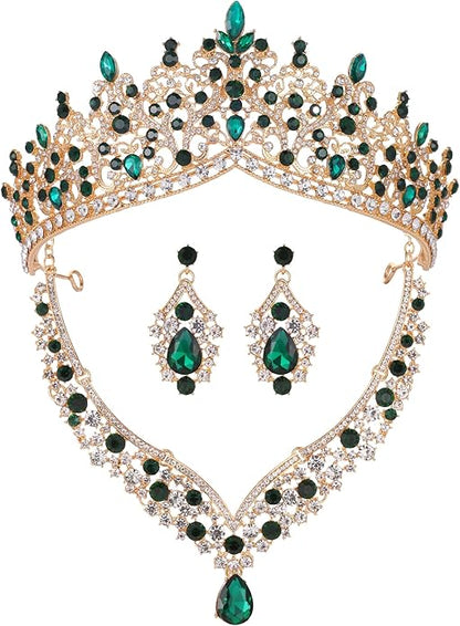 Kamirola Tiaras and Crowns for Women,Tiaras Earrings Necklace, Crystal Bridal Jewelry Set, Costume Party Halloween Prom Pageant Jewelry for Women TR80