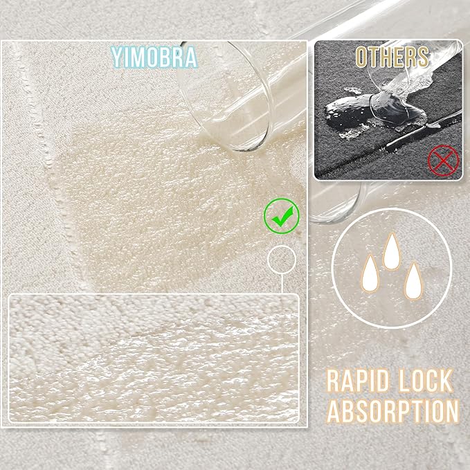 Yimobra Bathroom Runner Rugs 72"x24" Non Slip Washable Memory Foam Bath Mat, Super Soft Water Absorbent Hallway Carpet for Vanity Tub Shower, Cream