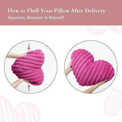 AELS Heart Shaped Pillow, 20 Inches Heart Decorative Throw Pillows, Faux Fur Love Pillows Cute Pillow, Valentines Day Decorations, Wedding Decor, Living Room Bedroom Nursery Decor, Hot Pink