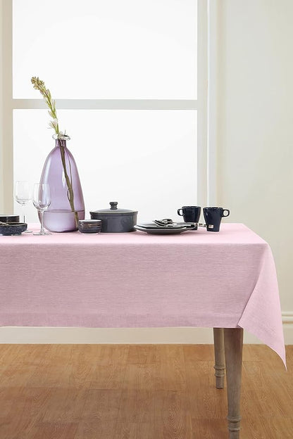 Solino Home Linen Tablecloth 60 x 120 Inch - 100% Pure Linen Bubblegum Pink Table Cloth for Rectangle Tables - Athena, Machine Washable Tablecloth
