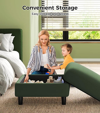 83" Couches for Living Room, Comfy Sofas for Living Room with Storage Ottomans, Teddy Sofa Couch, Tool-Free Loveseat Sofa, All-Wood Love Seat Couches, U Shaped Couch 2 Pillow Included, Green